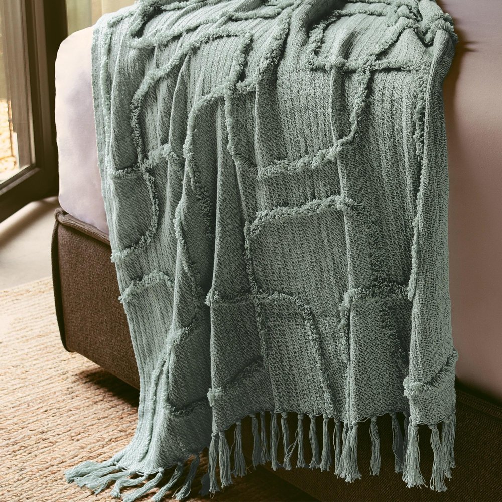 HomeLoft Basics Urban Oasis Cotton Accent Throw Blanket (Mint), V88585-87823-77556-87824