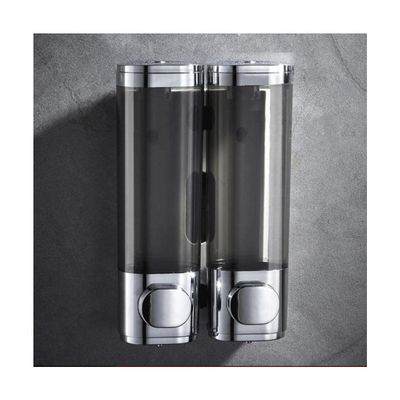 SUREK Simple Manual Soap Dispenser Wall Mount Soap Dispenser for Bathroom Kitchen Refillable Liquid Soap Dispenser with Pump Plastic Easy to use, Silver-b