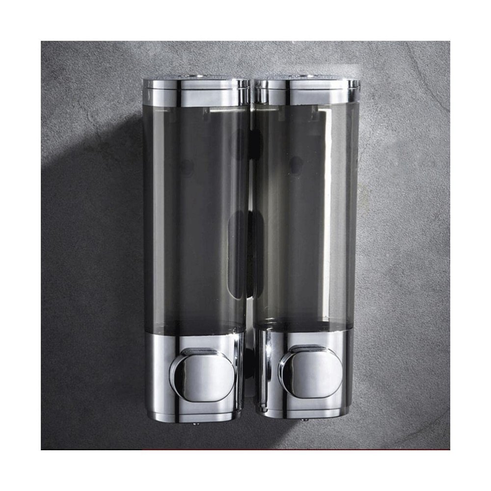 SUREK Simple Manual Soap Dispenser Wall Mount Soap Dispenser for Bathroom Kitchen Refillable Liquid Soap Dispenser with Pump Plastic Easy to use, Silver-b