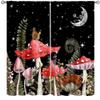 AAVEUP Mushroom Curtains, Vintage Boho Rustic Black Abstract Fantasy Forest Plant Leaf Flower Blackout Window Treatments, Thermally Insulated Drapes for Boys Girls Living Room Bedroom Kitchen 52x84in view 1