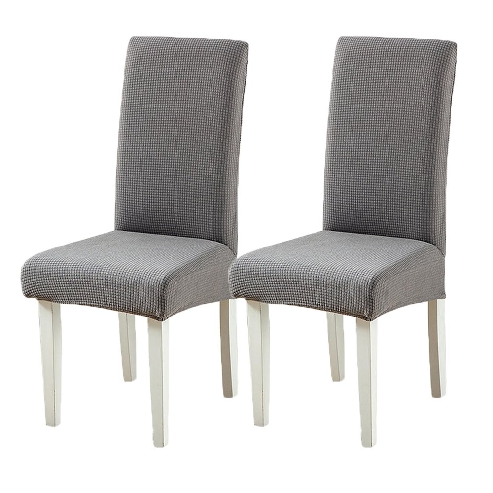 CACXKEP Dining Chair Covers Set of 6 Parson Chair Slipcovers Chair Protectors Covers Washable,Gray,2