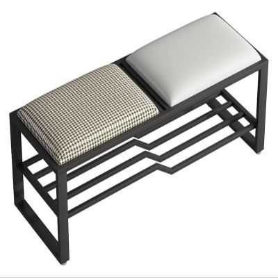 HAOKAZLBR Shoe Bench for Living Room, Entryway Bench, Shoe Rack with Seat Shoes Cabinet Storage Unit Shoe Organizer with 2 Shelves Wrought Iron Frame Hallway Cupboard Organizer (Color : White)