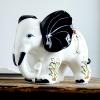 Porcelain Elephant Statue Ceramic White Table Sculpture, Desktop Art Figures Great Gift Animal Figurines Home Dcor, Crafts Decorations for Living Room Party Foyer (White-ElephantNoseDown) view 1