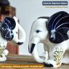 Porcelain Elephant Statue Ceramic White Table Sculpture, Desktop Art Figures Great Gift Animal Figurines Home Dcor, Crafts Decorations for Living Room Party Foyer (White-ElephantNoseDown) view 2