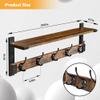 Oraich Coat Rack Wall Mount with Hooks and Shelf for Coat, Backpack, Key, Clothes Hanger, Wall Floating Shelf for Entryway, Living Room, Bathroom, Bedroom, Kitchen view 2