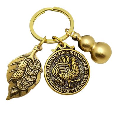 YJIUYUANQ Good Luck Zodiacs Keychain Car Hanging Pendant/Key or Bag Decor fong shui Key Ring Blessing Wealth Success - Zodiac :Cock,1 Set, As Show