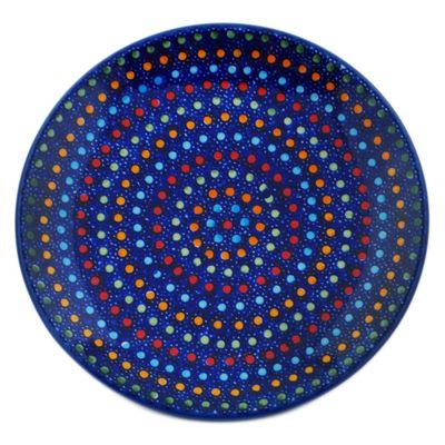 Polmedia Polish Pottery Dessert Plate UNIKAT - Dazzling Dots Pattern Handmade in Boleslawiec Poland + Certificate of Authenticity