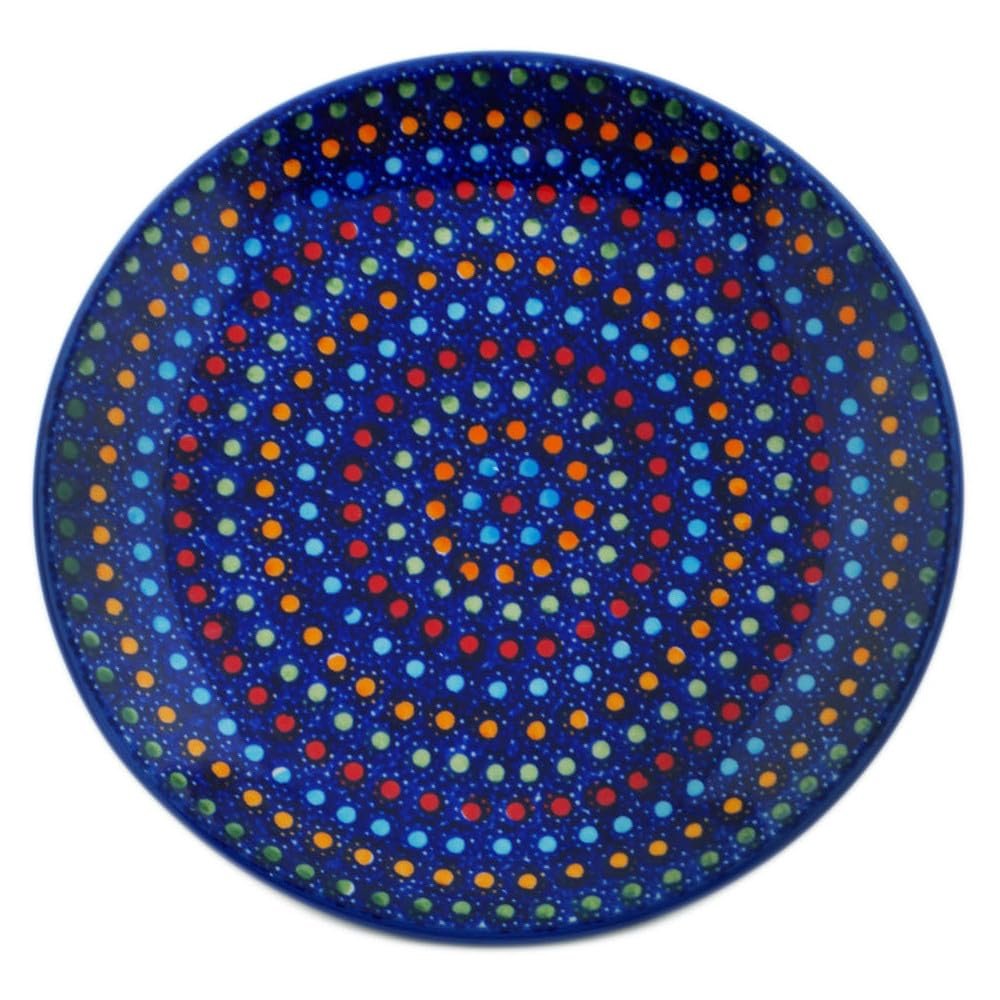 Polmedia Polish Pottery Dessert Plate UNIKAT - Dazzling Dots Pattern Handmade in Boleslawiec Poland + Certificate of Authenticity