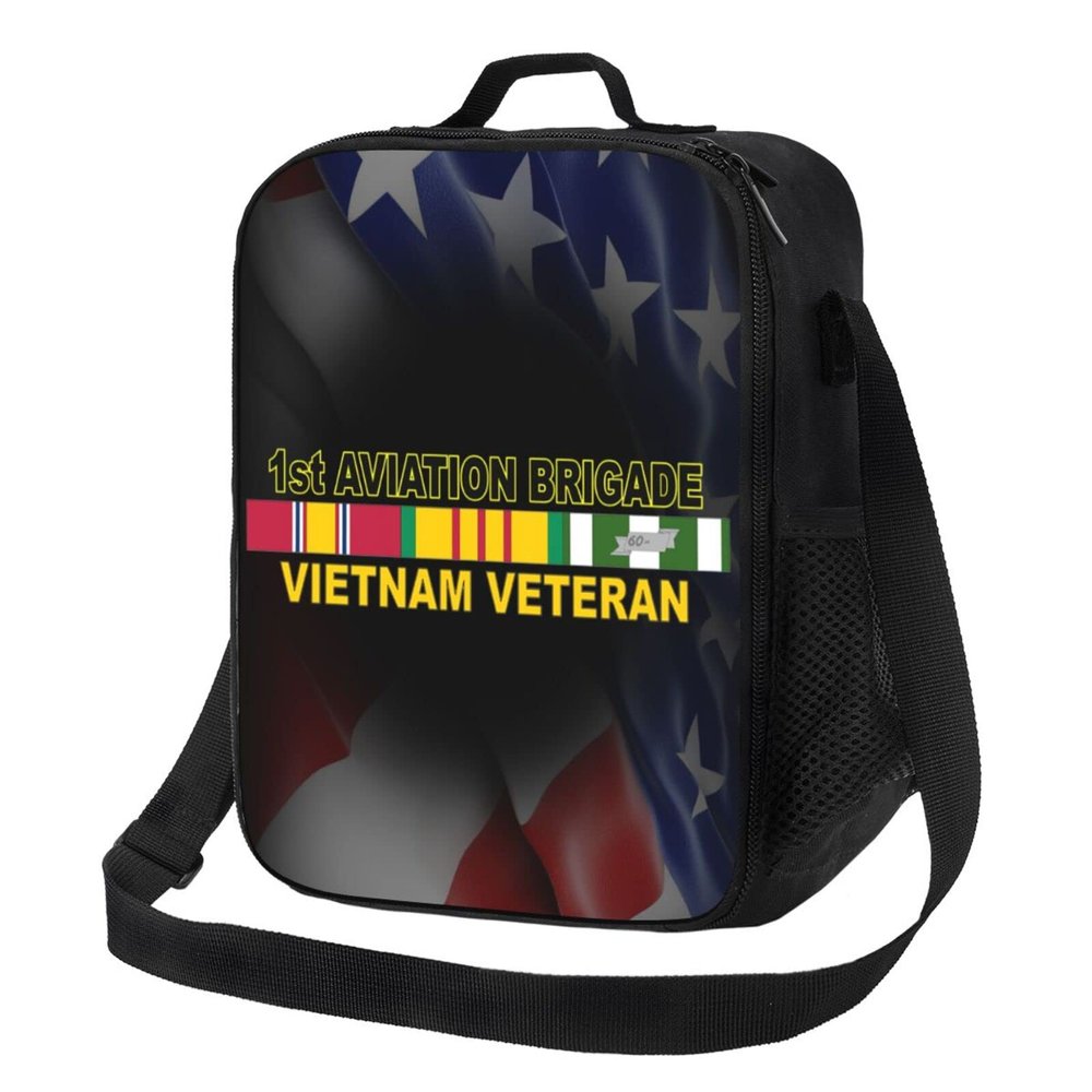 1st Aviation Brigade Vietnam Veteran Lunch Box with Side Pocket Leakproof Portable Lunch Bags for Office Beach Work