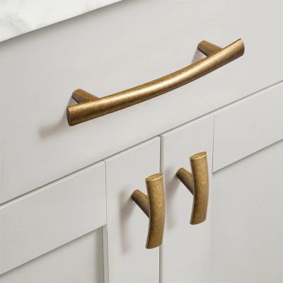 GGKLVWMA Vintage Arch Pull Antique Brass Cabinet Handle Furniture T Knob and Handle Kitchen Cupboard Handle 1Pcs (Color : 6626GT-96mm, Size : 1pc)