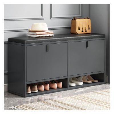 HAOKAZLBR Shoe Bench for Living Room, Entryway Bench, Upholstered Footstool Changing Shoe Stool Solid Wood Shoe Cabinet Storage Shoe Rack Simple Living Room Rest Bench (Color : Black), oujinmm2024327