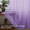 Fcosie Grommet Top Linen Textured Sheer Drape 102 Inches Long for Living Room, Lavendula Semi Sheer Light Filtering Curtain for Bedroom, Lightweight Flax Linen Sheer Window Drape, 1 PC, 72" Wx102 L view 4