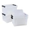 Morcte 23 L Plastic Clear Storage Bin with Lids and Latching Buckles, 4-Pack Stackable Clear Storage Box with Wheels view 1