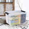 Morcte 23 L Plastic Clear Storage Bin with Lids and Latching Buckles, 4-Pack Stackable Clear Storage Box with Wheels view 3