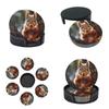 Stylish Coasters - Funny Squirrel Set of 6 Round Leather Drink Coasters with Holder - Perfect Size for Cups and Glasses view 4