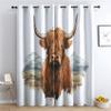 Abstract Yak Curtains, Cattle White Mountain Blackout Curtains for Bedroom, Thermal Insulated Room Darkening Grommet Drapes for Living Room, Window Treatments, 72 Inch Curtains 2 Panel Set - QY216 view 1