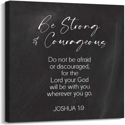Triyend Joshua 1 9 Wall Art Bible Verse Posters Be Strong and Courageous Wall Art Prints Posters Art Pictures Giclee Art Printed Canvas (8.00''x12.00'',Framed)