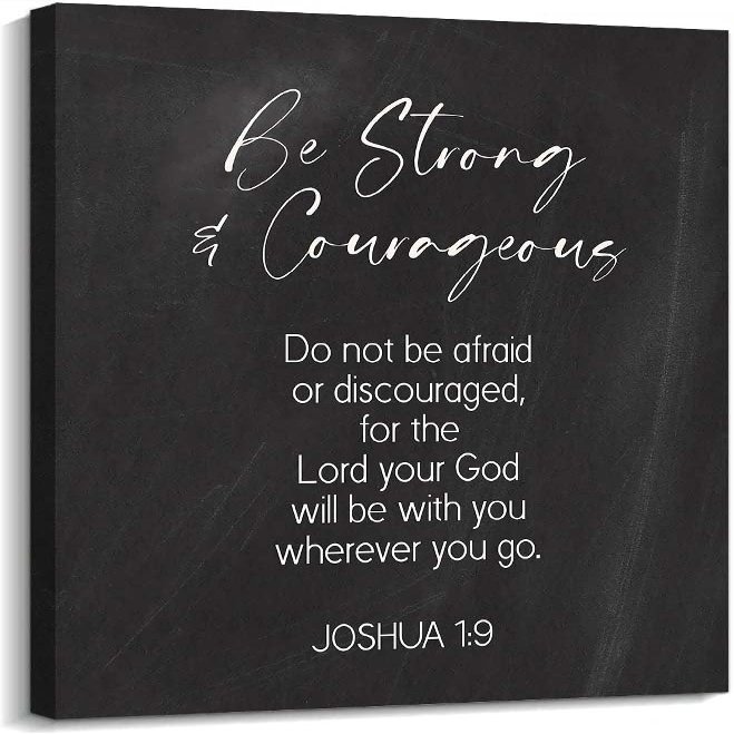 Triyend Joshua 1 9 Wall Art Bible Verse Posters Be Strong and Courageous Wall Art Prints Posters Art Pictures Giclee Art Printed Canvas (8.00''x12.00'',Framed)