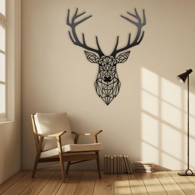 XXQ Geometric Deer Metal Wall Art, Metal Wall Decor Large Abstract Decorative Artwork for Living Room Bedroom Bathroom, Ideal for Modern and Contemporary Homes (39" x 39")