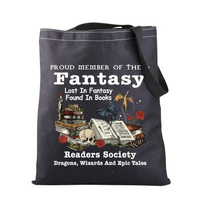 JNIAP Fantasy Readers Book Club Gift Dragons Fantasy Reader Tote Bag Bookish Gift for Romance Readers (Fantasy Readers Tote Bag)
