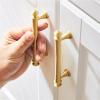 GGKLVWMA Solid Brass Furniture Handles Kitchen Cabinet Drawer Pulls Door Knobs Satin Brass Dresser Wardrobes Pulls Long Handle 1Pcs (Color : C-4505-224) view 1