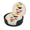 ZLYYXY Stylish Coasters - Mid Century Modern Prints Set of 6 Round Leather Drink Coasters with Holder - Perfect Size for Cups and Glasses, 10555 view 1