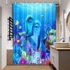 Jipusai Funny Dolphin Shower Curtain Sets, Under The Sea Fish Coral Jellyfish Decor Curtains for Bathroom, Waterproof Polyester Blue Sea World Bath Curtains with Hooks,54X70IN view 1