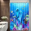 Jipusai Funny Dolphin Shower Curtain Sets, Under The Sea Fish Coral Jellyfish Decor Curtains for Bathroom, Waterproof Polyester Blue Sea World Bath Curtains with Hooks,54X70IN view 2