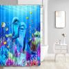 Jipusai Funny Dolphin Shower Curtain Sets, Under The Sea Fish Coral Jellyfish Decor Curtains for Bathroom, Waterproof Polyester Blue Sea World Bath Curtains with Hooks,54X70IN view 3