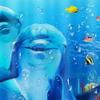 Jipusai Funny Dolphin Shower Curtain Sets, Under The Sea Fish Coral Jellyfish Decor Curtains for Bathroom, Waterproof Polyester Blue Sea World Bath Curtains with Hooks,54X70IN view 4