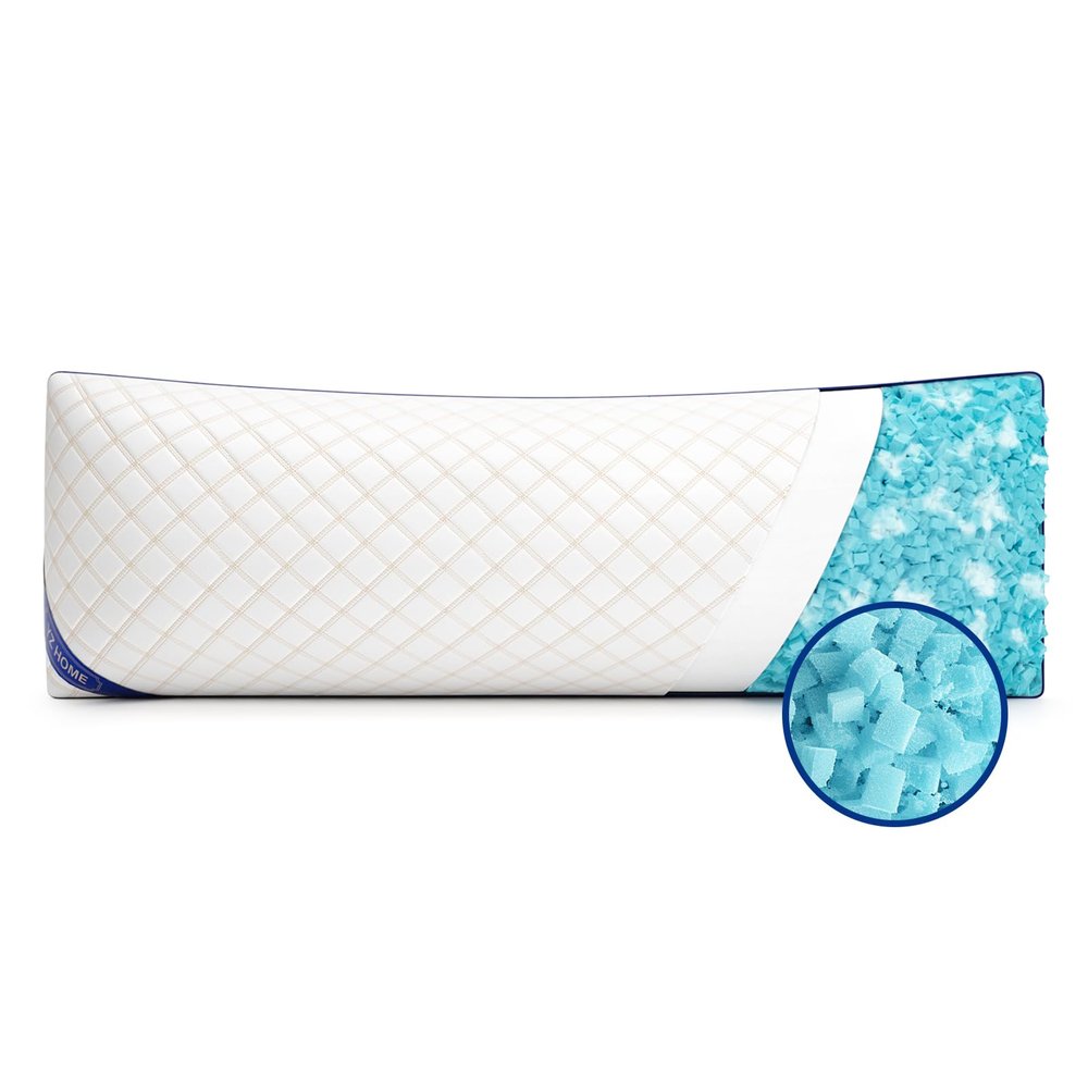YZ HOME Long Body Pillow for Adults - Firm Body Pillow Insert with Shredded Blue Memory Foam, Adjustable Height, Soft Support for Side Sleeping, Pregnant Women, Washable (20x54 Inch, White)