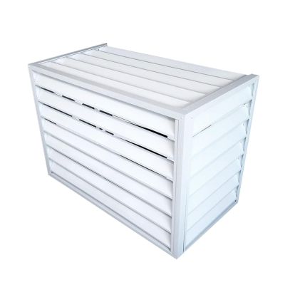FANYING Heat Pump Air Conditioner Cover Decorative Privacy Screen Winter Outdoor Protection Windproof Aluminum Air Conditioner Slatted Frame Flower Stand,White-C110*60 * 80cm