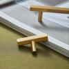 GGKLVWMA Gold Solid Brass Hexagon Knob T Bar Cabinet Pull for Kitchen Room Longer Dresser Handle Furniture Hardware 1Pcs (Color : 128mm) view 3