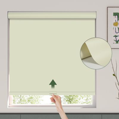 HOTSOON Blackout Roller Window Shades Cordless Simple Style Roller Shades Spring System Cassette Valance Roll Up Blinds for Windows, Door, Beige, 70" W x 52" H