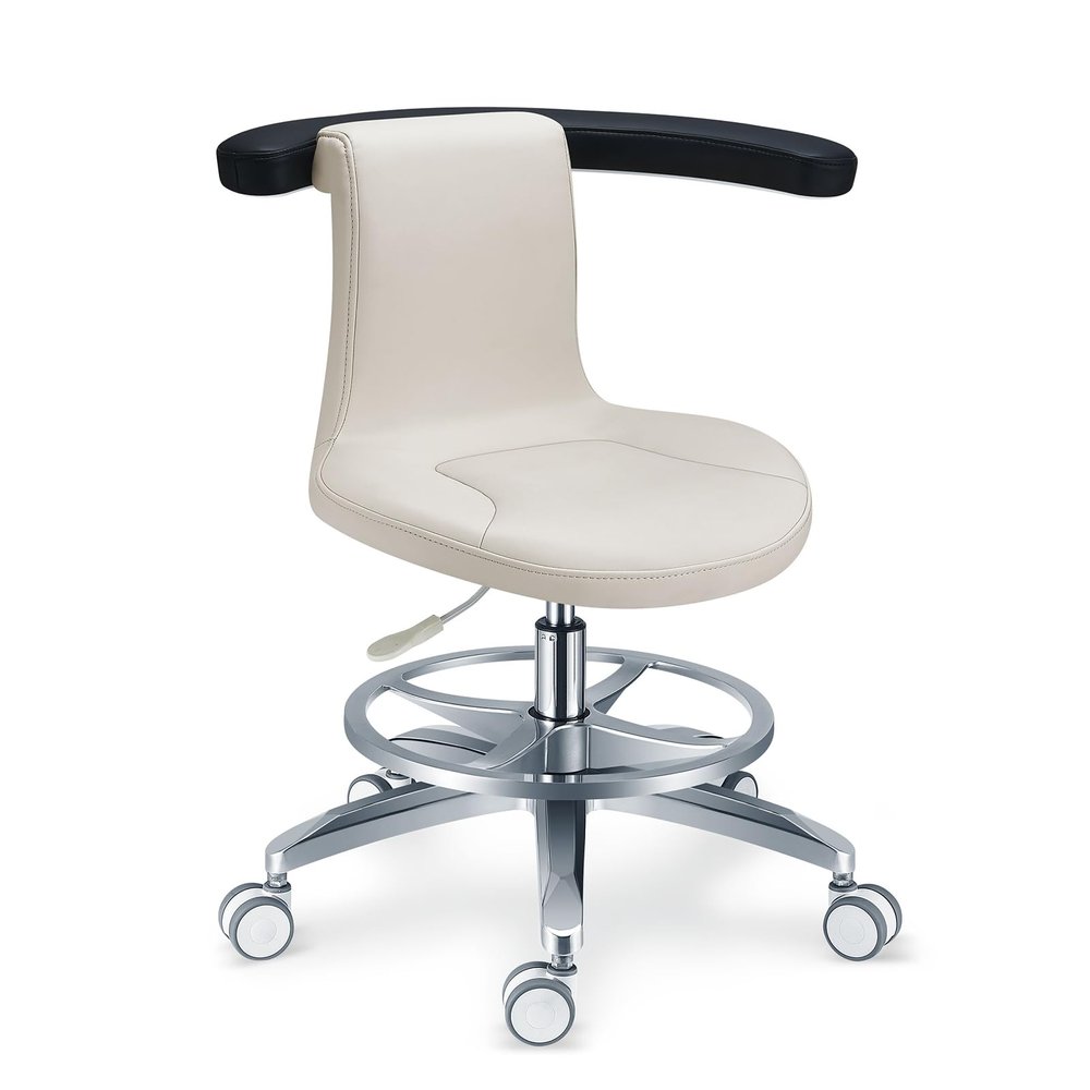 Microfiber Leather Rotating Cushion Chair with Back Support Backrest, Adjustable Rolling Ergonomic Physician Nurse Seat Style and Footrest for Home Office Clinic Use PLST-061
