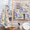 Blue Purple Seahorse Hand Towels Set,Waffle Weave Kitchen Towels 2 Pieces,Microfiber Hair Face Bath Tea Towel Absorbent Drying Cleaning Dish Cloths,Nautical Boat Coastal Starfish Shell 15.7"x23.6" view 2