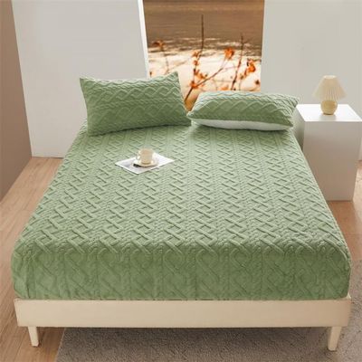 GSGC Mattress Protector Mattress Cover Warm Soft Coral Fleece Fitted Sheet Breathable Thickened Non-Slip Mattress Pad Mattress Dustproof Cover,Washable-Green||Single:35x79inch(1pcs)