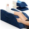 TranquilRelax Leg Elevation Pillows, Wedge Pillow for After Surgery Or Rest, Memory Foam Leg Support Adjustable, Back Knee Hip Ankles Pain Relief, Knee Pillow for Sleeping Blood Circulation Blue view 1