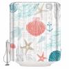 Coastal Coral Red Shower Curtain Set with Hook 72"x84",Washable Cloth Polyester Fabric Shower+Curtain,Waterproof Bath Curtains for Bathroom,Showers,Bathtubs Nautical Ocean Turtle Teal Starfish Conch view 1