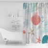 Coastal Coral Red Shower Curtain Set with Hook 72"x84",Washable Cloth Polyester Fabric Shower+Curtain,Waterproof Bath Curtains for Bathroom,Showers,Bathtubs Nautical Ocean Turtle Teal Starfish Conch view 2