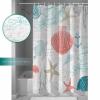Coastal Coral Red Shower Curtain Set with Hook 72"x84",Washable Cloth Polyester Fabric Shower+Curtain,Waterproof Bath Curtains for Bathroom,Showers,Bathtubs Nautical Ocean Turtle Teal Starfish Conch view 3