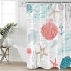 Coastal Coral Red Shower Curtain Set with Hook 72"x84",Washable Cloth Polyester Fabric Shower+Curtain,Waterproof Bath Curtains for Bathroom,Showers,Bathtubs Nautical Ocean Turtle Teal Starfish Conch view 4