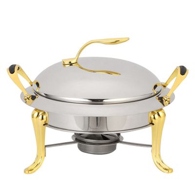 FAFACAI Hot Pot Food Warmer, Stainless Steel Buffet Tray with Food Plate, Lid, Solid Stand and Fuel Holder for Parties, Weddings and Events, Gold