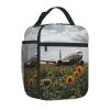 Insulated Lunch Bag for Women Men Plane Flies to Sunflower Field Print Lunch Box Reusable Lunch Tote Bags Leakproof Cooler Bag Portable Lunch Container for Travel Picnic Office view 2