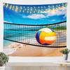 Volleyball Tapestry,Ball Sports Game Wall Blanket,Sea Beach Tropical Romantic Hawaii Style Wall Hanging Art for Kids Boys Girls Home Room Decor,Nature Sports Porch Hangings,51.2x59.1 view 1