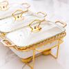 FAFACAI Ceramic Marble hot Pot Set, Perfect for buffets, Weddings, Parties, banquets, Easy to Clean and Durable, White (Black) view 2