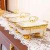 FAFACAI Ceramic Marble hot Pot Set, Perfect for buffets, Weddings, Parties, banquets, Easy to Clean and Durable, White (Black) view 3