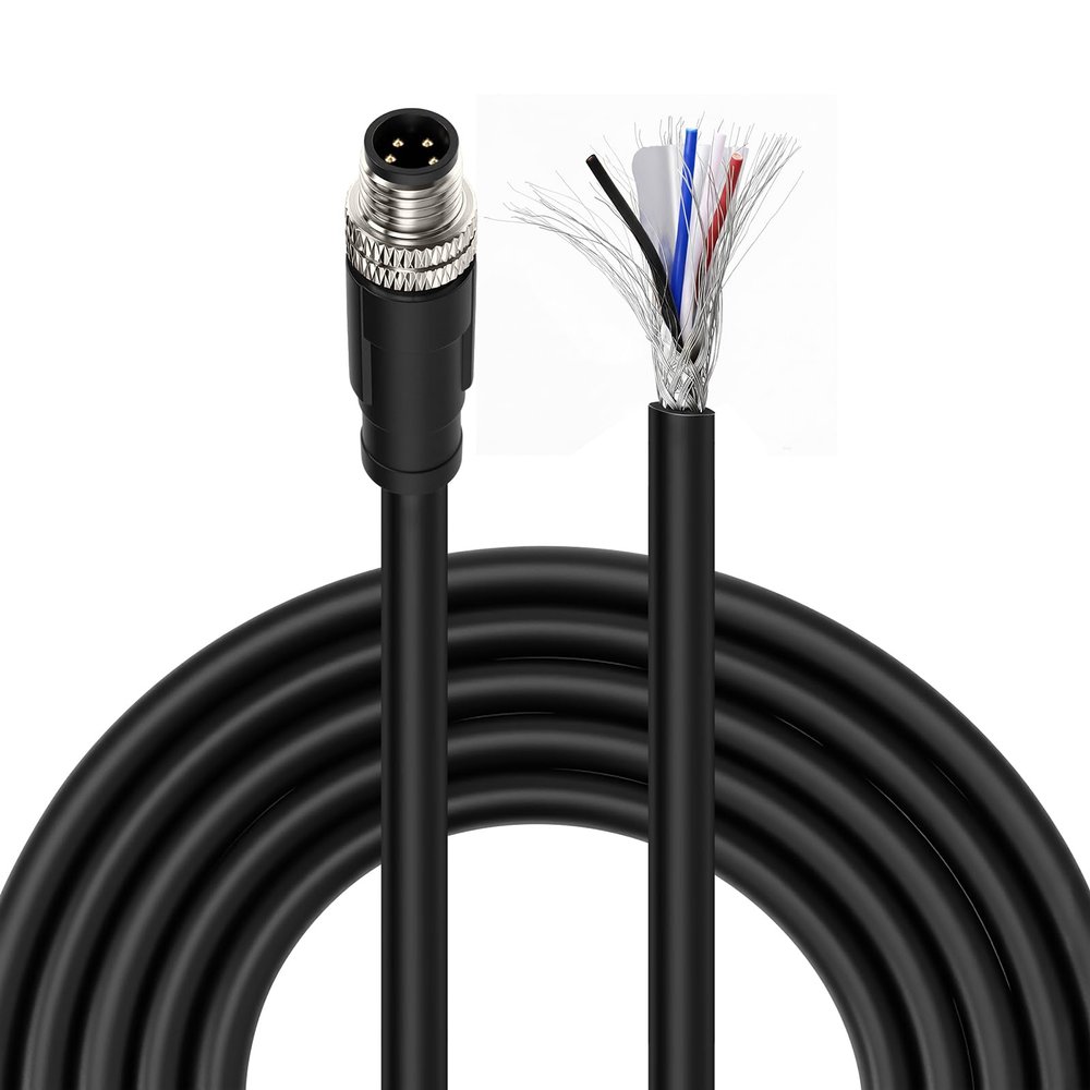 M8 4 Pin A-Code Male IO-Link Pigtail, Shielded IP67 Waterproof PVC Cable to Flying Leads, for Keyence/Balluff/Omron/Binder/TE Sensor Field Wiring (5M/16.4FT)