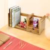 Wood Desktop Bookshelf with Drawer, Adjustable Shelf for Books, Magazines and Small Potted Plants view 3
