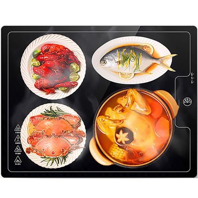 FAFACAI Warming Tray, Multifunctional Electric Stove with Glass Tray, 2 Levels Adjustable (65C/95C), 3-4 Plates of Warm Dishes - 50x38CM, Suitable for Party hotpot